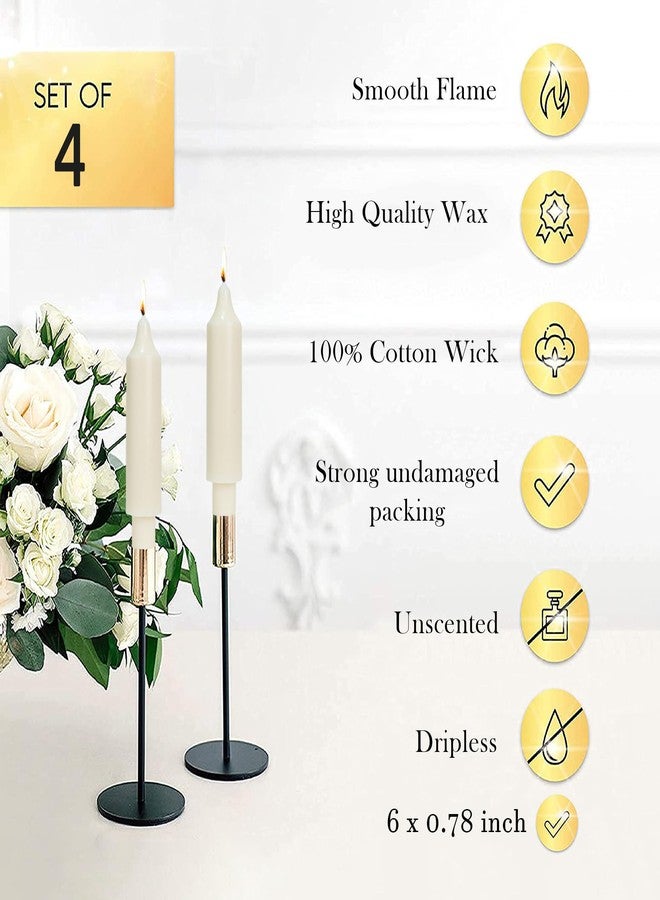 LPUSA Candlesticks Short Taper Candle Ivory Candle Sticks Dripless Tapered Candles for Christmas Table Decor Weddings Women Gifts 6 inch Set of 4,Ivory New - Image 4
